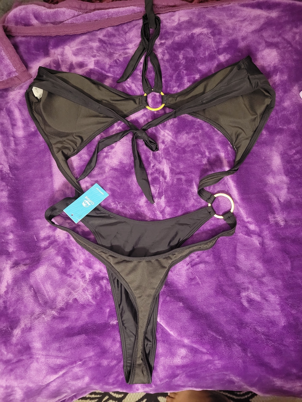 Cupshe Black Ring-Accent Bikini Set